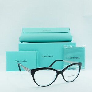 Tiffany & Co TF2180 8274 Cat Eye Eyeglasses - Black on Blue 52mm